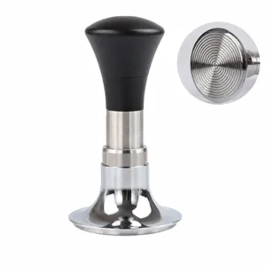 Kalibrierter Kaffeetamper mit 51mm Gewindebasis, verstellbare Edelstahl-Federpresse.