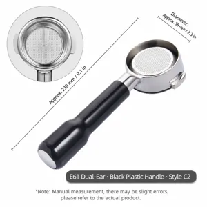 E61 Espressomaschine Siebträger 58mm Edelstahl mit Schwarzem Kunststoffgriff Ersatzteil.