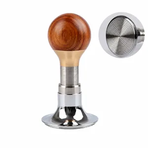 Einstellbarer Kaffeetemper mit Holzknauf und Edelstahlsockel mit Gewinde für 53.3mm