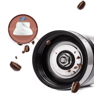 Stainless steel manual coffee bean grinder ceramic burr detail view portable hand mill tool
