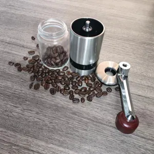 Stainless steel manual coffee grinder hand crank bean mill set disassembled parts view