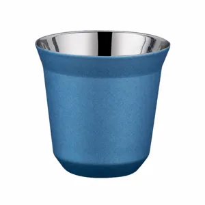 Double-wall stainless steel coffee cup 86ml insulated metal tea cup for daily kitchen use.
