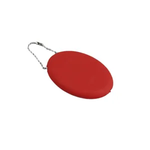 Porte-monnaie ovale en silicone rouge avec chaîne à billes sac de rangement écouteurs