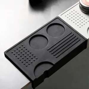 Black Silicone Coffee Tamping Mat Corner Espresso Tamper Holder Non-Slip Barista Tool