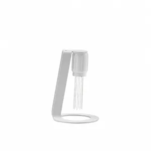 Espresso coffee WDT tool needle distributor with stand for coffee powder stirring and distribution.
