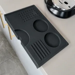 Silicone coffee tamper mat corner coffee accessory anti-slip station for espresso bar.
