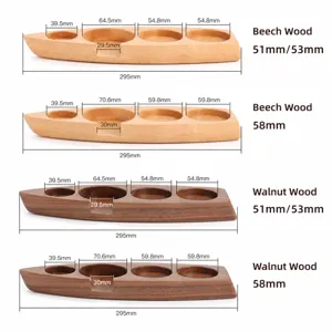 Détail du tableau des tailles de base en bois pour tasseur, support en bois.