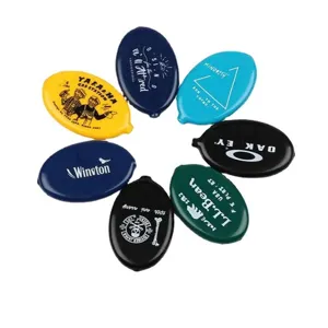 Oval PVC silicone coin purse portable mini change bag waterproof zipper pouch for daily use.