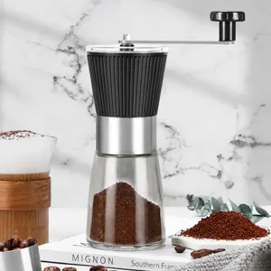 Macinacaffè Manuale a Manovella in Vetro per Chicchi di Caffè Nucleo in Ceramica Lavabile Portatile