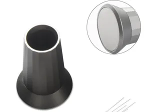 Vue detaillee du distributeur d'aiguilles a cafe expresso avec base conique metallique et epingles.