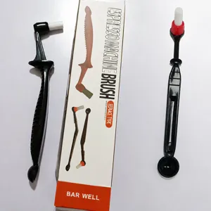 Long handle espresso machine cleaning brush with replaceable head and coffee spoon for daily use.