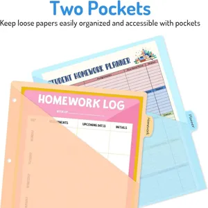 Due tasche raccoglitori in plastica con linguette di indice per archiviazione carta