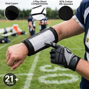 Bracelet de playbook de football avec trois compartiments et doubles couches pour le sport.