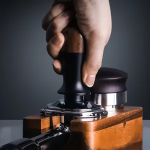 Walnut coffee tamper constant force spring loaded espresso distributor coffee tool base