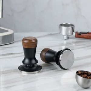 Walnuss Griff Konstanten Druck Kaffeetamper Italienisch Feder Espresso Tamper Mit Skalenverstellung Küche Kaffee Zubehör