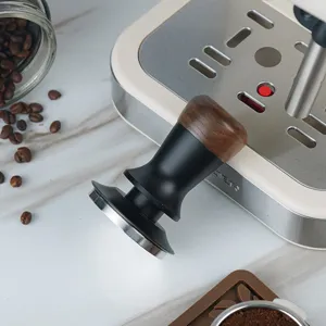 Kaffeetamper aus Walnussholz federbelasteter Espressostempel fur 51 53 58 mm Siebtraeger