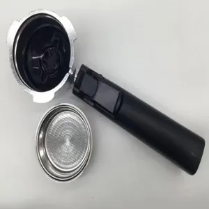 51mm bodenlanger Kaffeemaschinen Siebträger mit Filterkorb und Griff für Espressozubereitung.