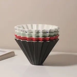 Ceramic coffee dripper stack, colorful V60 pour over cone filter cup for hand brewed coffee.
