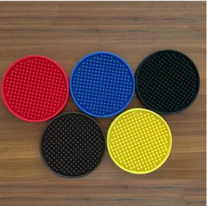 Round PVC Anti Slip Bar Mat Coaster Waterproof Heat Resistant Soft Rubber Drink Coaster For Bar Home Kitchen