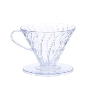 Filtro per caffè V60 in plastica trasparente taglia 02 gocciolatore conico con manico.