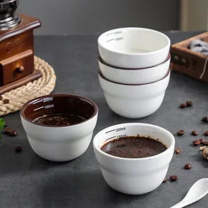 Professional ceramic coffee cupping bowl set with measurement lines for coffee tasting
