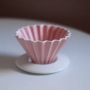 Pink ceramic origami coffee dripper conical V60 pour over coffee filter cup base