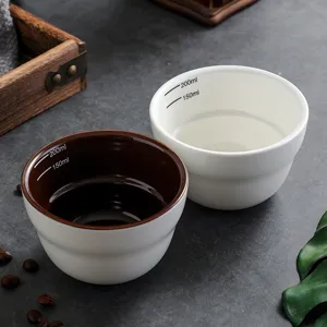 Professional ceramic coffee cupping bowl set with capacity scale lines for tasting and testing.
