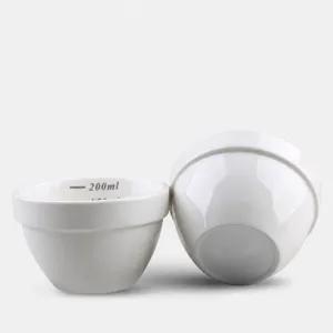 White ceramic coffee cupping bowl professional tasting cup with scale lines main view