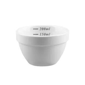 White ceramic coffee cupping bowl with scale lines, professional tasting cup for cafe.