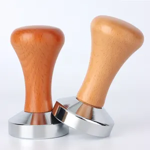 Prensador de Café de Acero Inoxidable y Madera Martillo de Polvo de Espresso Herramienta Distribuidora de Café Barista para Hogar Café Cocina