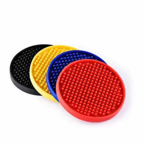 Colorful round PVC bar mat non-slip rubber drink coaster thick waterproof pad for home kitchen use