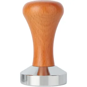 Prensa de café de madera maciza con base de acero inoxidable para cafeteras espresso