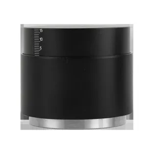 Adjustable Coffee Distributor and Tamper 2-in-1 Tool with Scale in Matte Black Finish