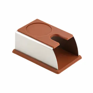 Silicone coffee tamper holder station, non-slip espresso pressing mat stand for barista.