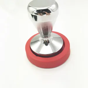 Pressino per caffè professionale in acciaio inossidabile con tappetino in silicone rosso