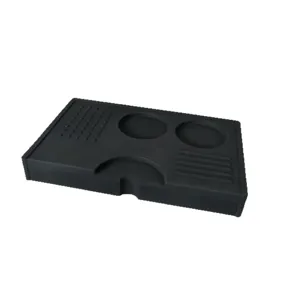 Black silicone coffee tamper mat non-slip espresso tamping station accessory tool