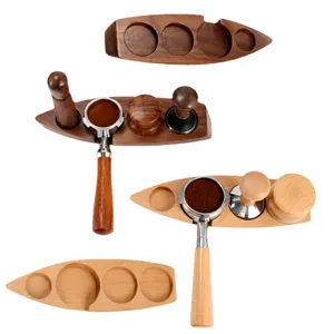 Support en bois pour tamper à café, station de pressage en bois massif pour porte-filtre