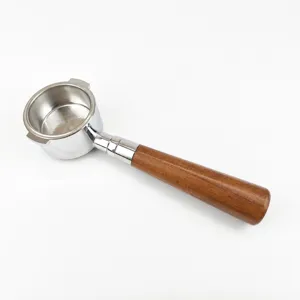 Portafiltro per caffe da 51mm a 2 orecchie con manico in legno di rosa per De'Longhi ECO310