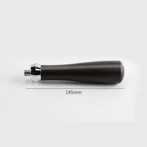 Holzgriff für Espressomaschine aus edlem Schwarzholz mit integriertem Metallgewinde.