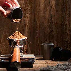 Coffee dosing cup and portafilter funnel set for espresso machine, anti-flying powder.