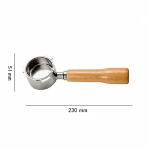51mm 3-Ear Coffee Portafilter with Solid Wood Handle Bottomless Espresso Machine Parts