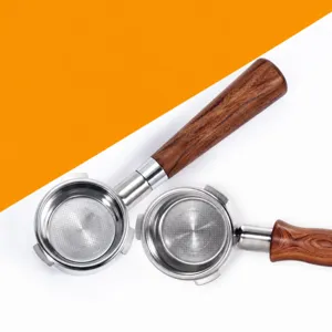 58mm Coffee Machine Bottomless Portafilter Stainless Steel Solid Wood Handle Accessory
