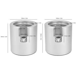 Aluminum alloy coffee tamper holder stand with precise dimension specs for 51mm 53mm portafilter.