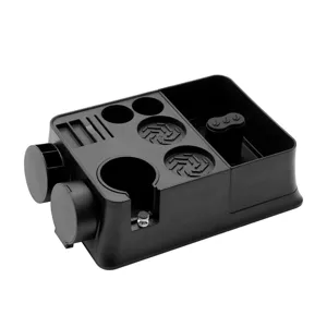 Black ABS Coffee Tamper Holder Station Multi-functional Espresso Knock Box Organizer Stand