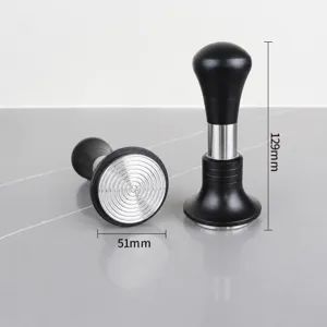 51mm espresso coffee tamper with spring loaded mechanism for professional barista coffee brewing.