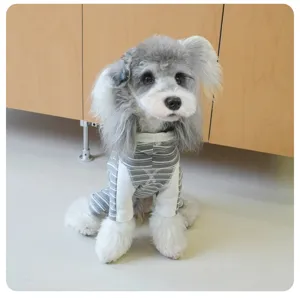 Pet striped four-leg jumpsuit warm dog winter clothes soft fleece pet apparel outfit