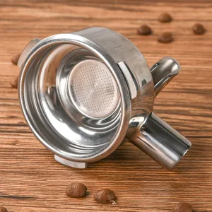 Stainless steel coffee machine portafilter with filter basket and spout for espresso