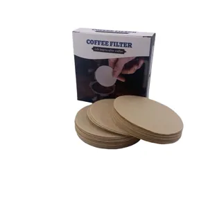 Round coffee filter paper unbleached brown paper for pour over coffee maker drips 50pcs