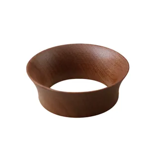 Walnut magnetic coffee dosing funnel espresso portafilter ring powder distributor tool.