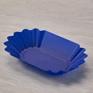 Vassoio per degustazione di chicchi di caffe in silicone blu forma barca 22x13.5x3cm